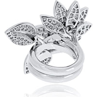 18K White Gold Lotus Between the Finger Ring by Van Cleef & Arpels - Sculptural Floral Design in EU Size 49