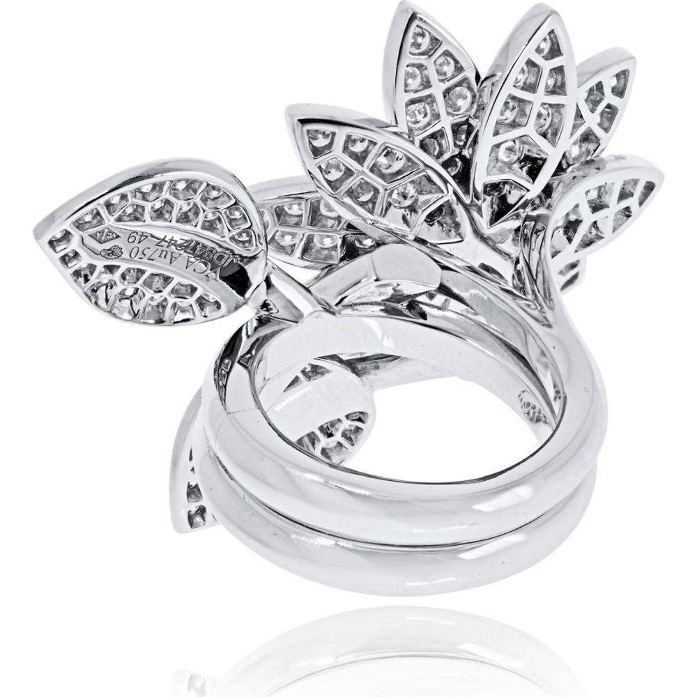 18K White Gold Lotus Between the Finger Ring by Van Cleef & Arpels - Sculptural Floral Design in EU Size 49