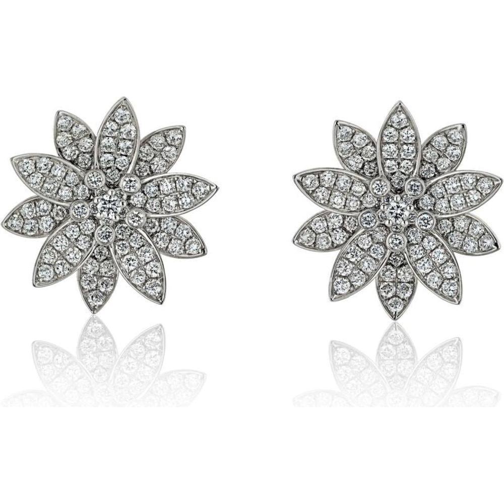 18K White Gold Lotus Diamond Medium Model Earrings - Van Cleef & Arpels Brilliance