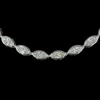 18K White Gold Marquise Cut East-West Tennis Necklace with 54 Bezel Set Lab Diamonds - 11.10 Carat Total Weight - Covaloro Fine Jewelry