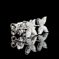 18K White Gold Marquise Cut Lab Diamond Floral Stud Earrings - 1.16 Carats Total Diamond Weight - Covaloro Fine Jewelry