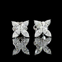 18K White Gold Marquise Cut Lab Diamond Floral Stud Earrings - 1.16 Carats Total Diamond Weight - Covaloro Fine Jewelry