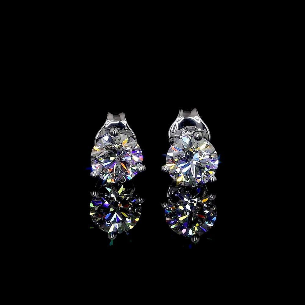 18K White Gold Martini Setting Stud Earrings with Round Brilliant Cut Lab Diamonds - F VS1/VS2 Quality, 0.56 Carat Total Weight, IGI Certified - Covaloro Fine Jewelry