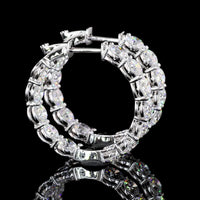 18K White Gold Medium Hoop Earrings with 24 Prong-Set Round Lab Diamonds - 6.23 Carat Total Diamond Weight - Covaloro Fine Jewelry