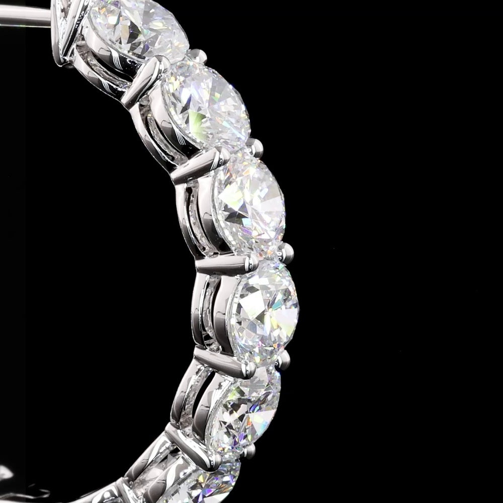 18K White Gold Medium Hoop Earrings with 24 Prong-Set Round Lab Diamonds - 6.23 Carat Total Diamond Weight - Covaloro Fine Jewelry