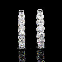 18K White Gold Medium Hoop Earrings with 24 Prong-Set Round Lab Diamonds - 6.23 Carat Total Diamond Weight - Covaloro Fine Jewelry