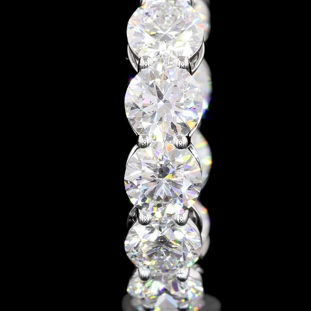 18K White Gold Medium Hoop Earrings with 6.74 Carat Total Weight Round Lab Diamonds - Prong Set E-F VS2 Quality - Covaloro Fine Jewelry