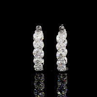 18K White Gold Medium Hoop Earrings with 6.74 Carat Total Weight Round Lab Diamonds - Prong Set E-F VS2 Quality - Covaloro Fine Jewelry