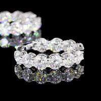 18K White Gold Medium Hoop Earrings with 6.74 Carat Total Weight Round Lab Diamonds - Prong Set E-F VS2 Quality - Covaloro Fine Jewelry
