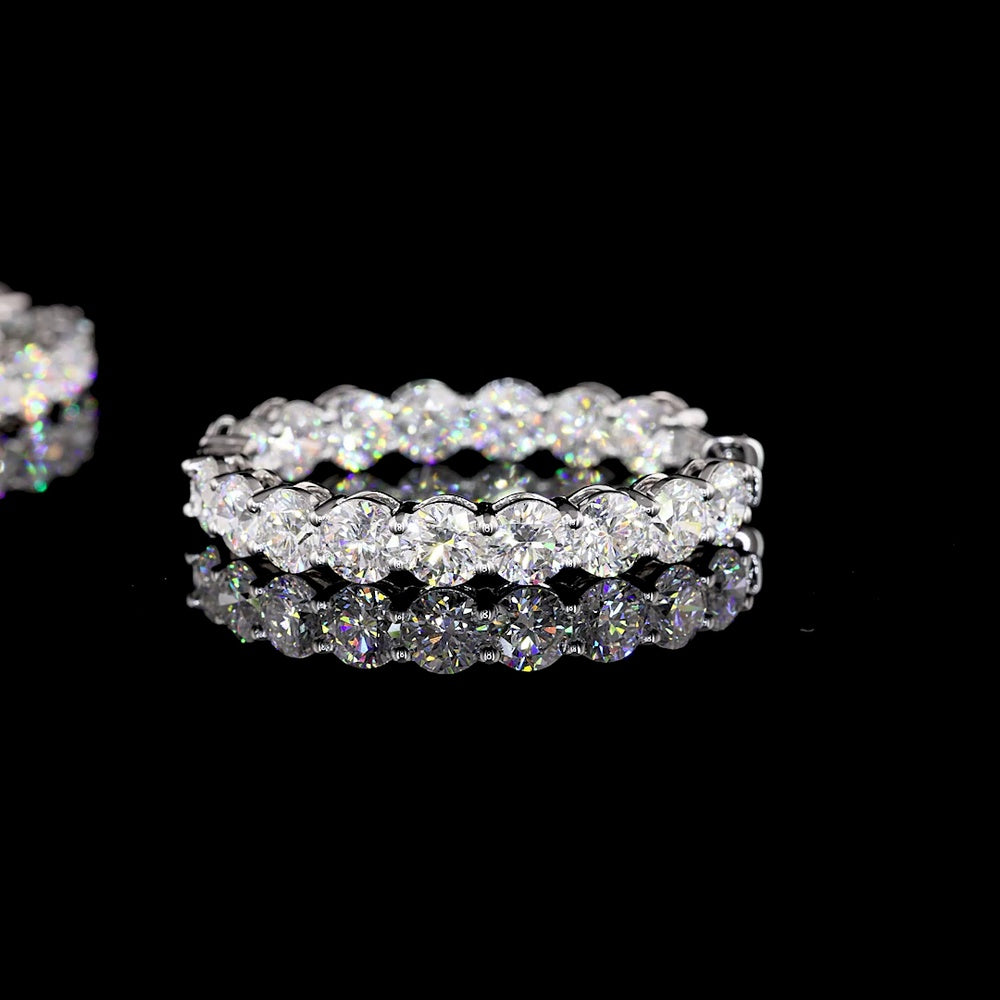 18K White Gold Medium Hoop Earrings with Prong Set Round Brilliant Lab Diamonds - 10.80 Carat Total Diamond Weight - Covaloro Fine Jewelry