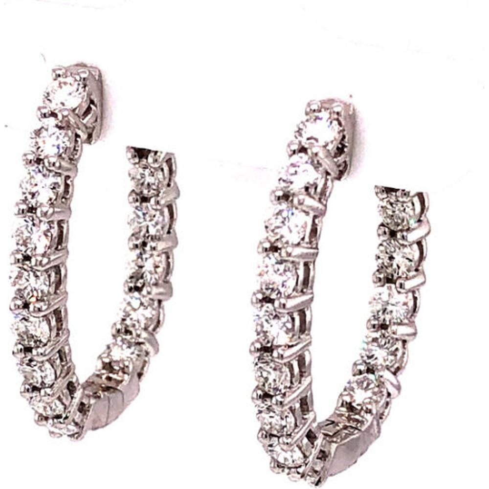 18K White Gold Medium Hoop Earrings with Round Diamonds by Afarin