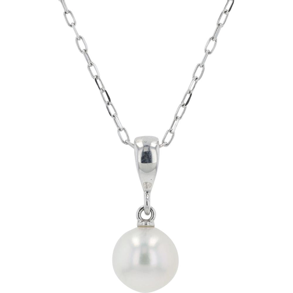 18K White Gold Mikimoto 16" Necklace with 7.1mm Cultured Pearl Pendant