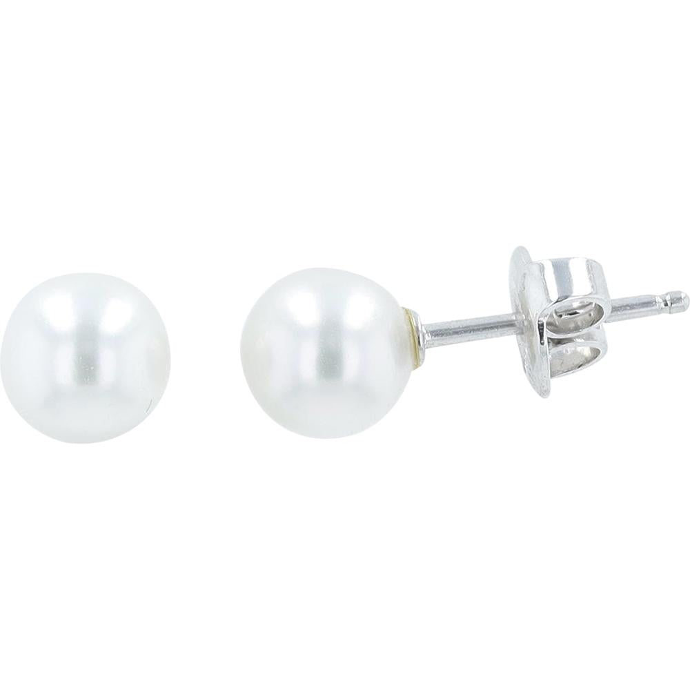 18K White Gold Mikimoto 6.60 mm Pearl Stud Earrings with Butterfly Backs