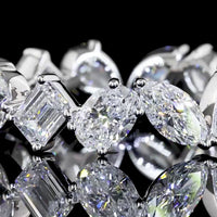 18K White Gold Mixed Shape Eternity Band with Pear, Oval, and Emerald Cut Lab Diamonds - 3.01 Carats Total Diamond Weight - Covaloro Fine Jewelry