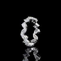 18K White Gold Mixed Shape Eternity Band with Pear, Oval, and Emerald Cut Lab Diamonds - 3.01 Carats Total Diamond Weight - Covaloro Fine Jewelry