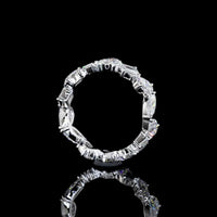 18K White Gold Mixed Shape Eternity Band with Pear, Oval, and Emerald Cut Lab Diamonds - 3.01 Carats Total Diamond Weight - Covaloro Fine Jewelry