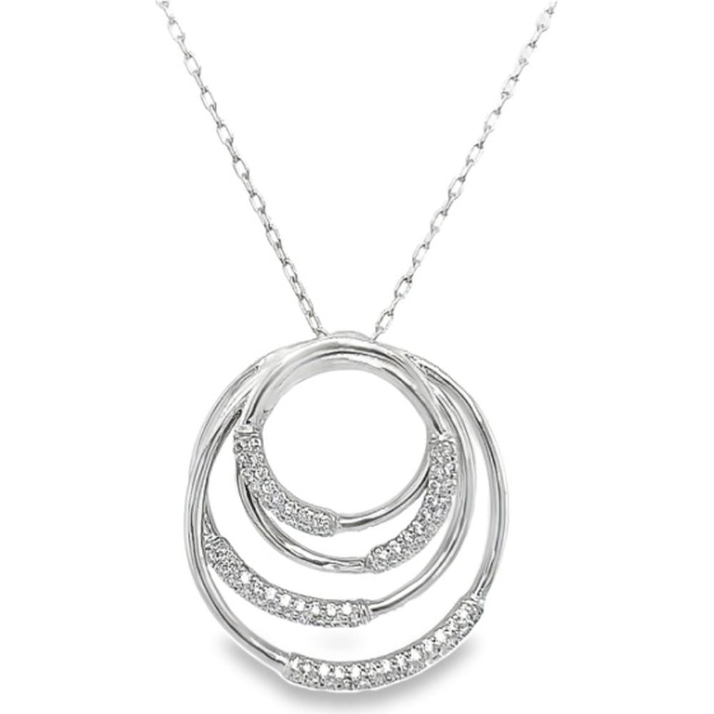 18K White Gold Multi-Circle Drop Pendant with Pavé Set Round Diamonds by Afarin