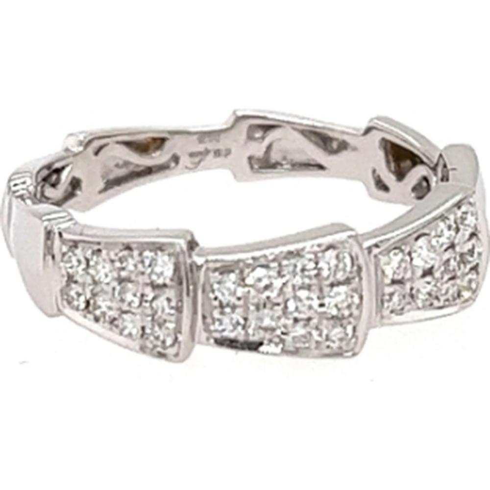 18K White Gold Multi-Panel Diamond Band Ring with Pavé Set Round Diamonds by Afarin