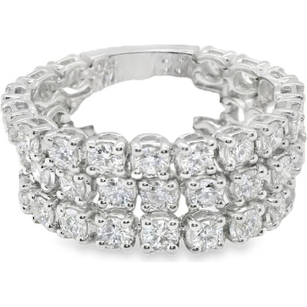 18K White Gold Multi-Row Band Ring with Round Diamonds by Afarin