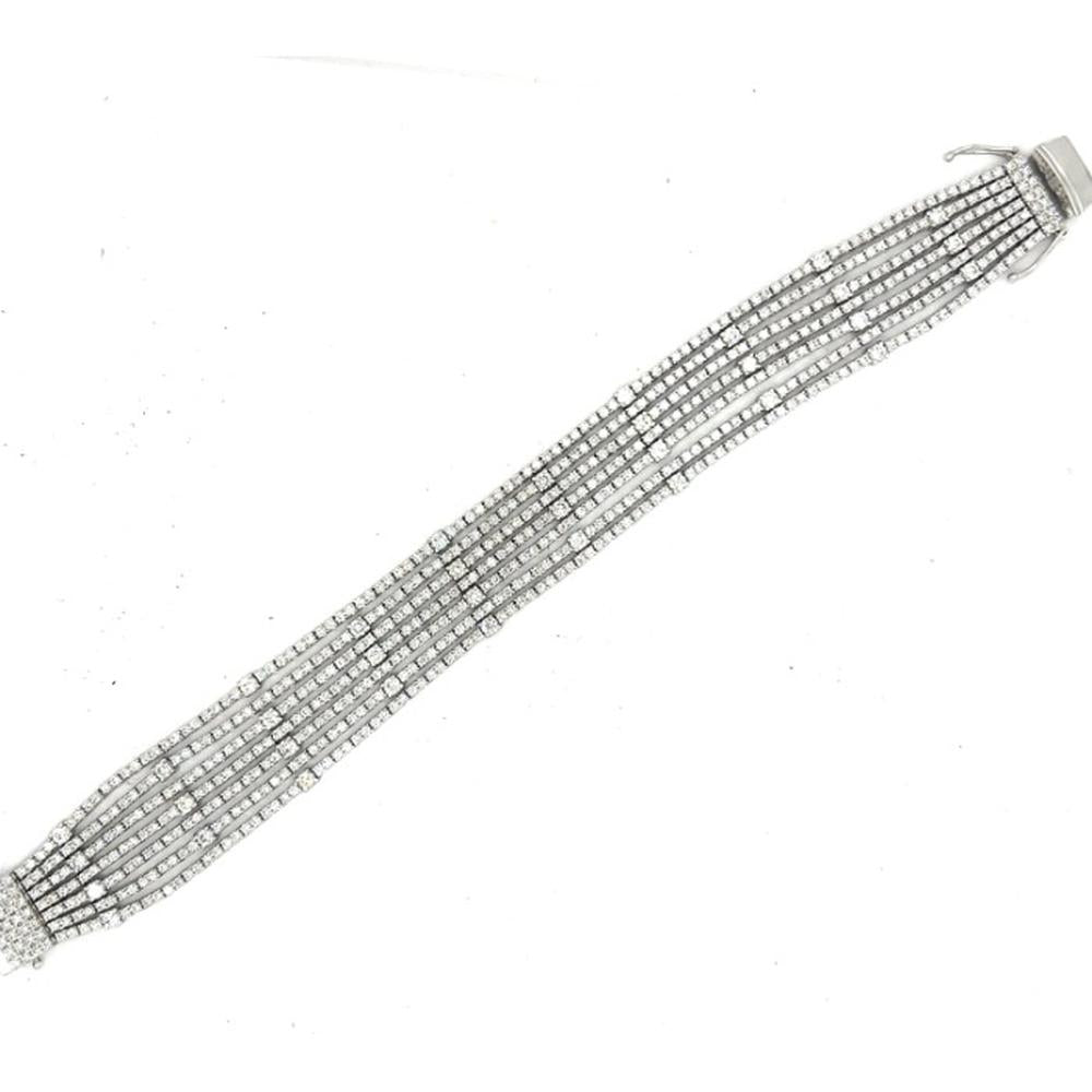 18K White Gold Multi-Row Diamond Bracelet by Afarin