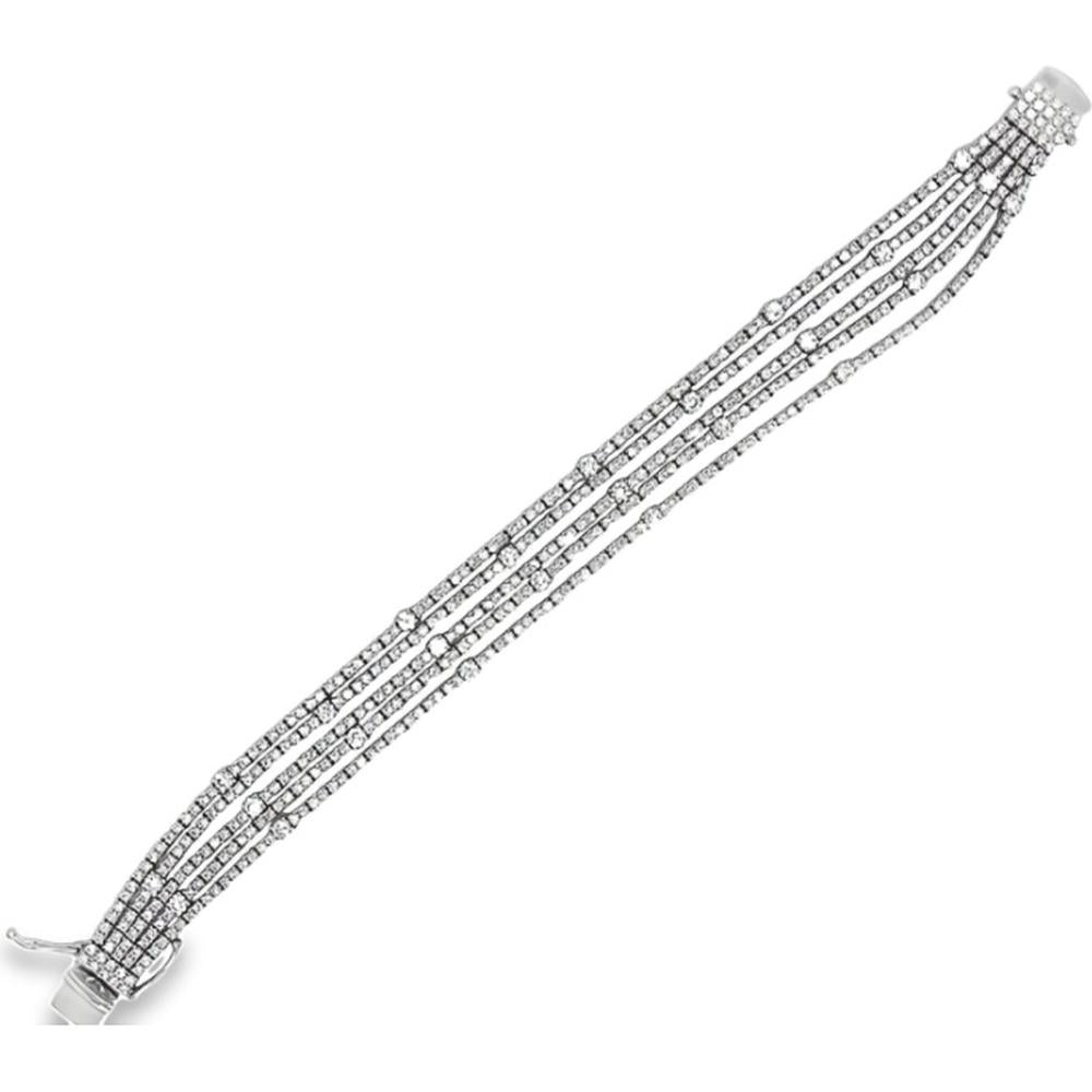 18K White Gold Multi-Row Diamond Strand Bracelet by Afarin