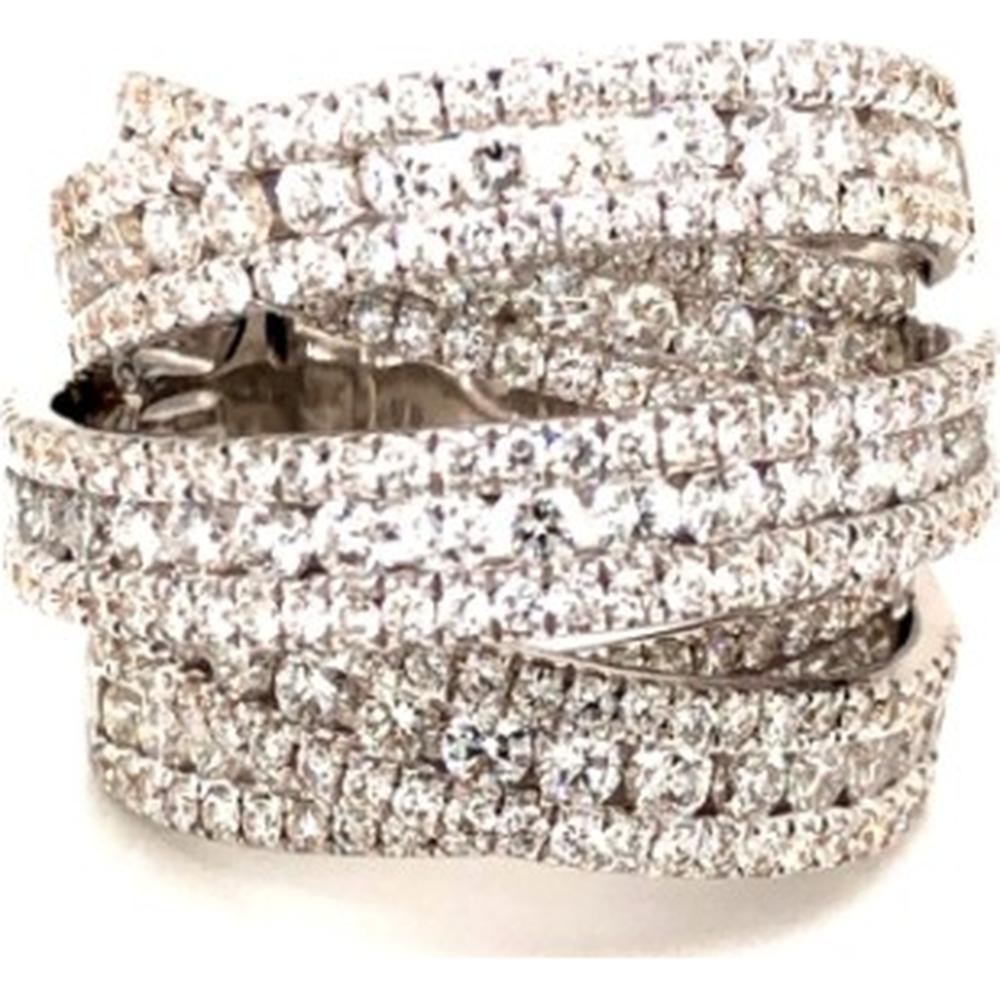 18K White Gold Multi-Row Wrap Ring with Round Diamonds by Afarin