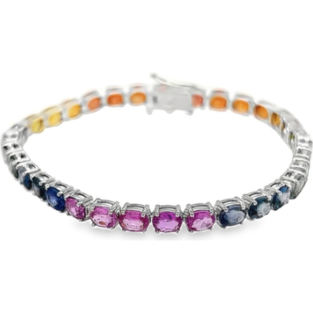 18K White Gold Multi Sapphire Tennis Bracelet by Afarin