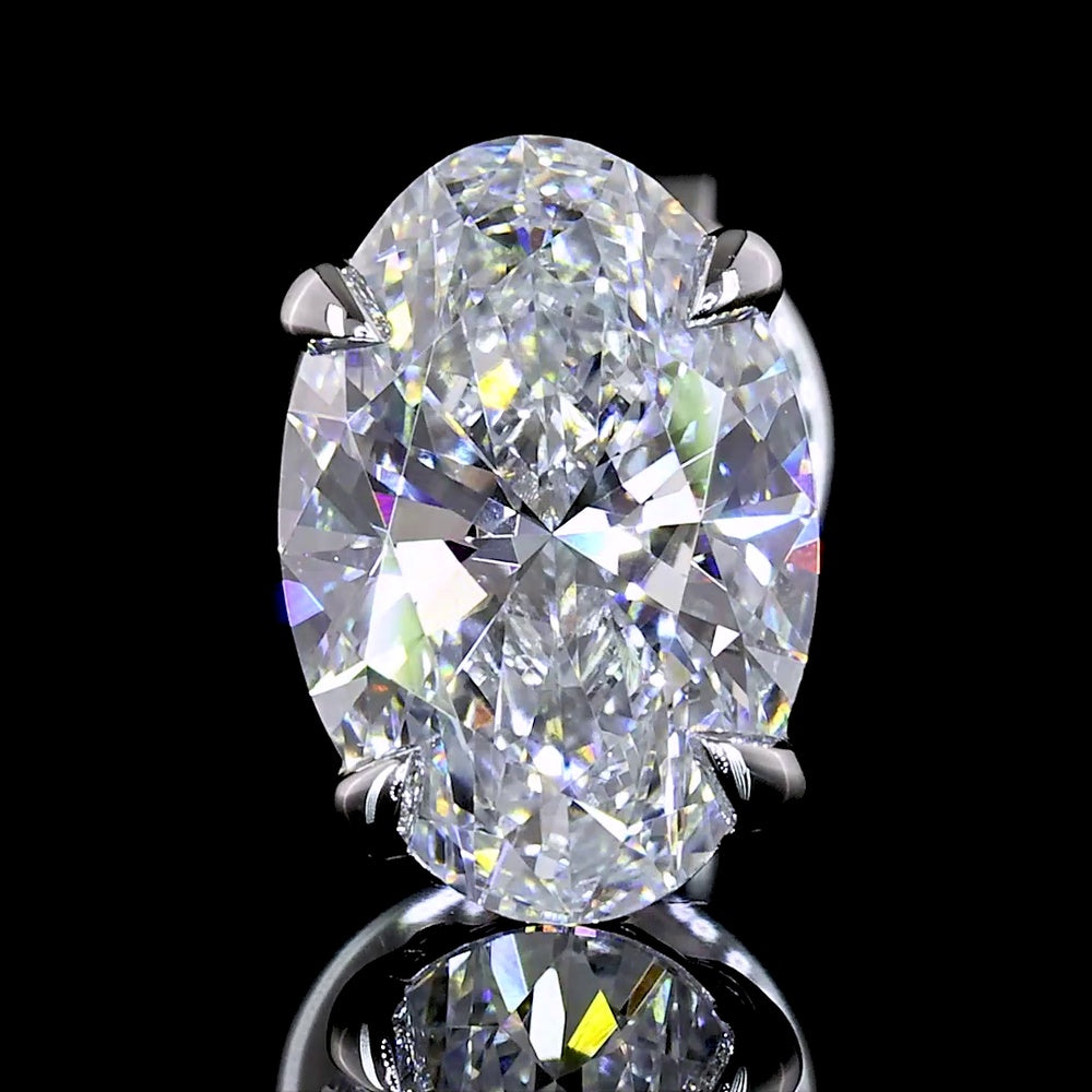 18K White Gold North-South Oval Cut Lab Diamond Stud Earrings - 1.55 Carat Total Weight, E-F Color, VS Clarity - Covaloro Fine Jewelry