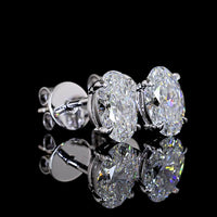 18K White Gold North-South Oval Cut Lab Diamond Stud Earrings - 1.55 Carat Total Weight, E-F Color, VS Clarity - Covaloro Fine Jewelry
