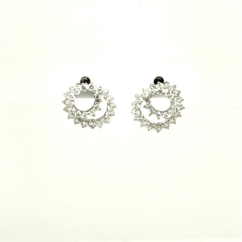 18K White Gold Open Circle Diamond Earrings with Organic Halo Styling by Afarin