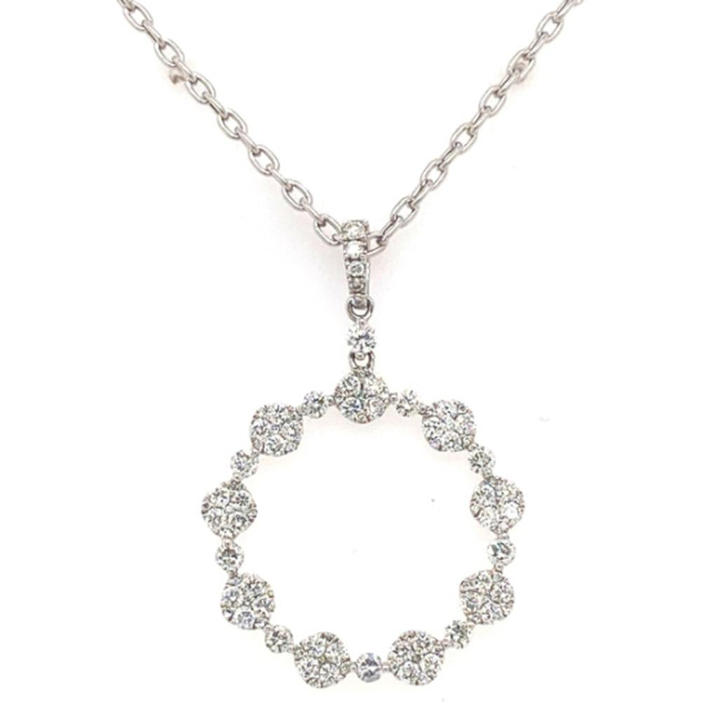 18K White Gold Open Circle Diamond Pendant Necklace by Afarin