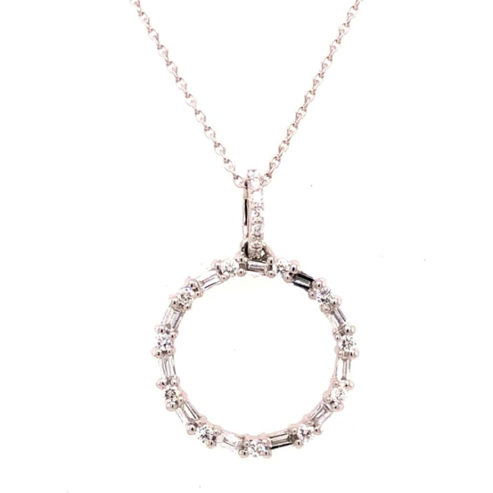 18K White Gold Open Circle Diamond Pendant Necklace by Afarin