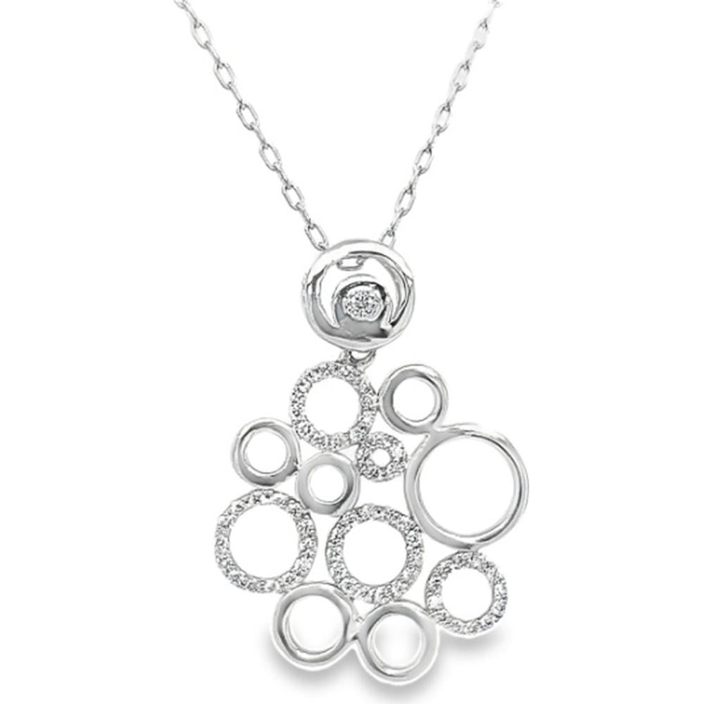 18K White Gold Open Circle Diamond Pendant Necklace by Afarin