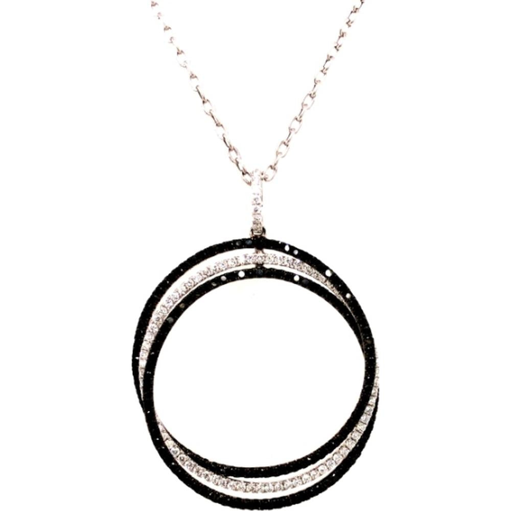 18K White Gold Open Circle Diamond Pendant Necklace by Afarin