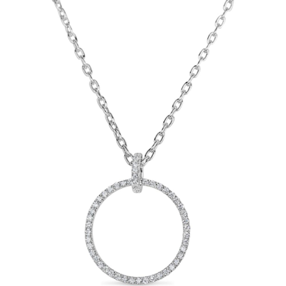 18K White Gold Open Circle Diamond Pendant Necklace by Afarin