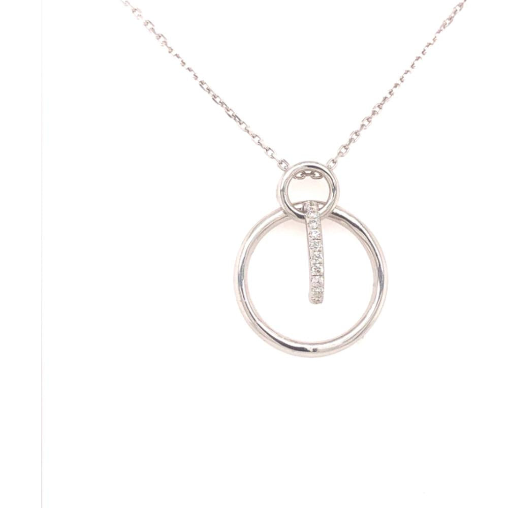 18K White Gold Open Circle Diamond Pendant Necklace by Afarin