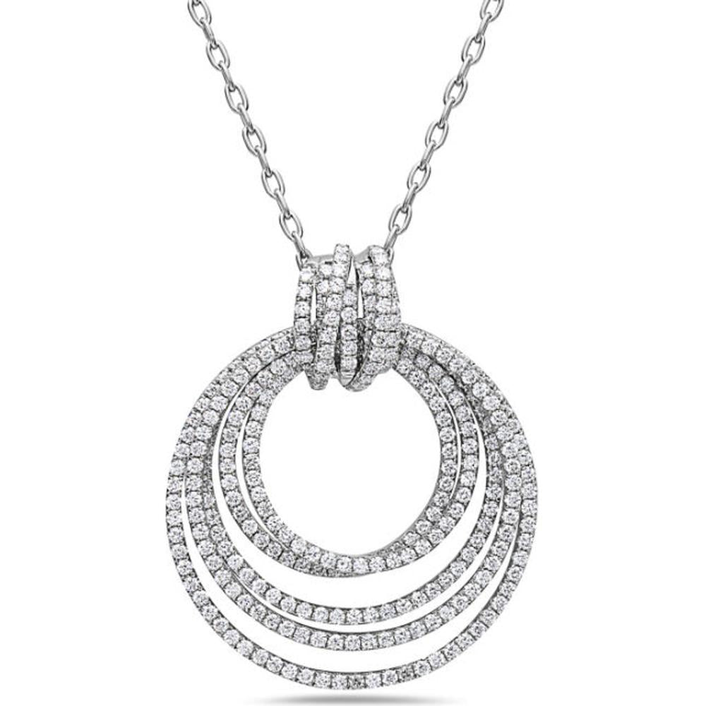 18K White Gold Open Circle Diamond Pendant Necklace by Afarin