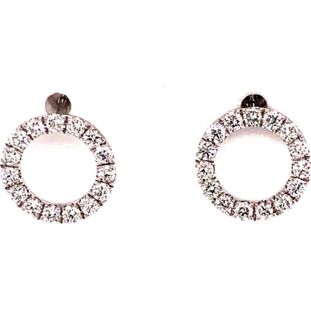 18K White Gold Open Circle Diamond Stud Earrings by Afarin