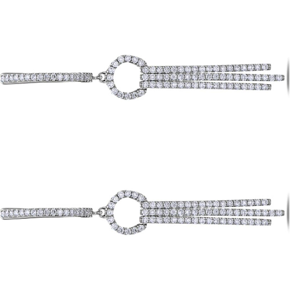 18K White Gold Open Circle Drop Diamond Earrings by Afarin