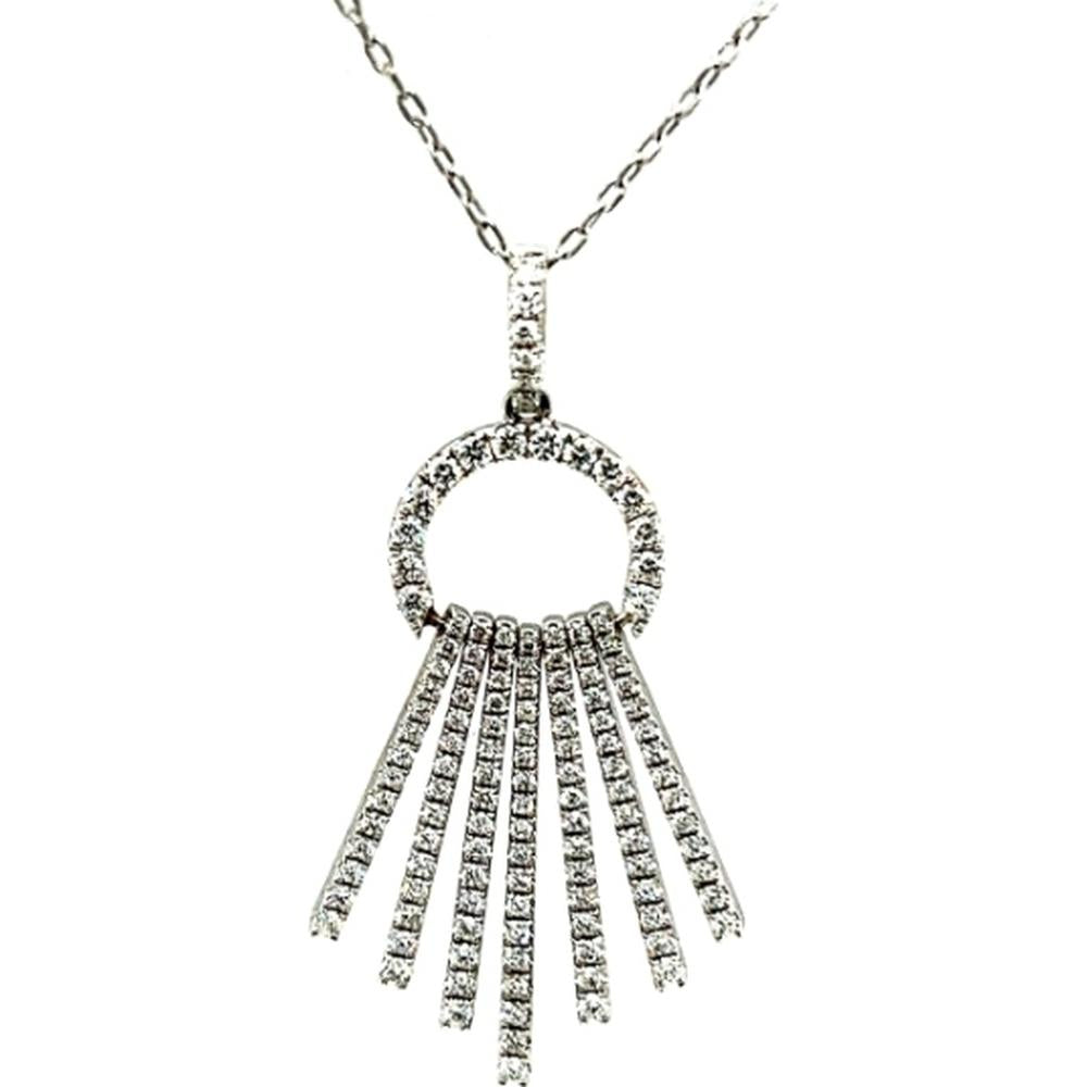 18K White Gold Open Circle Fringe Pendant with Diamonds by Afarin