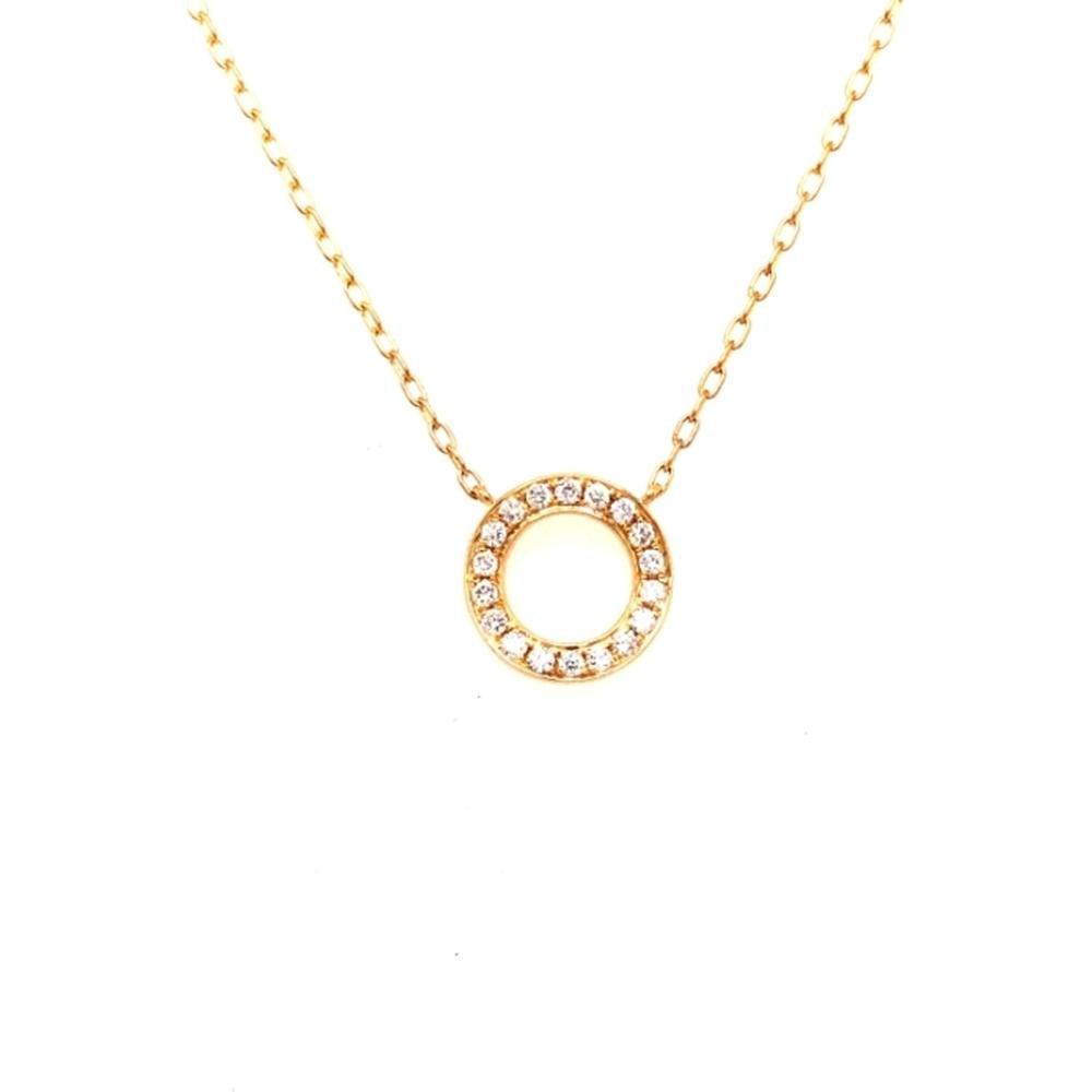18K White Gold Open Circle Pendant Necklace with Round Diamonds by Afarin