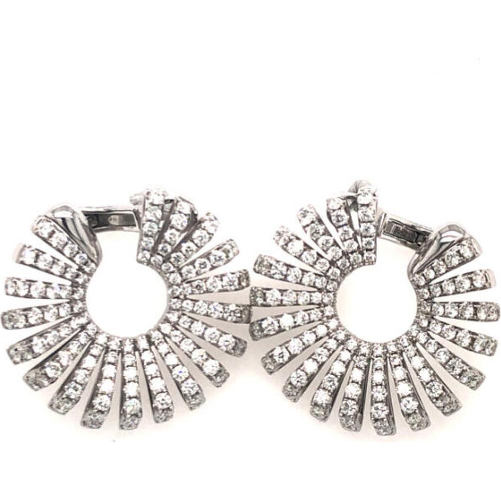 18K White Gold Open Circle Sunburst Diamond Earrings by Afarin