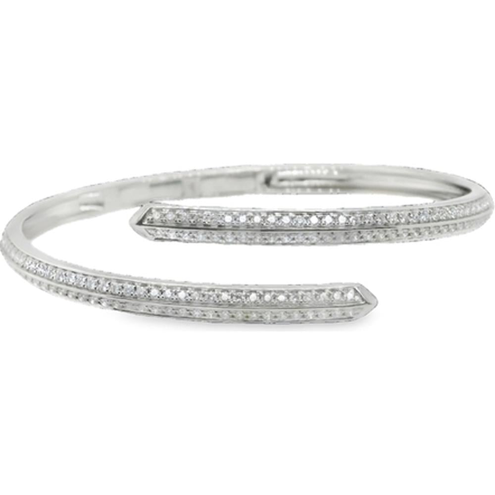 18K White Gold Open Diamond Cuff Bangle Bracelet by Afarin