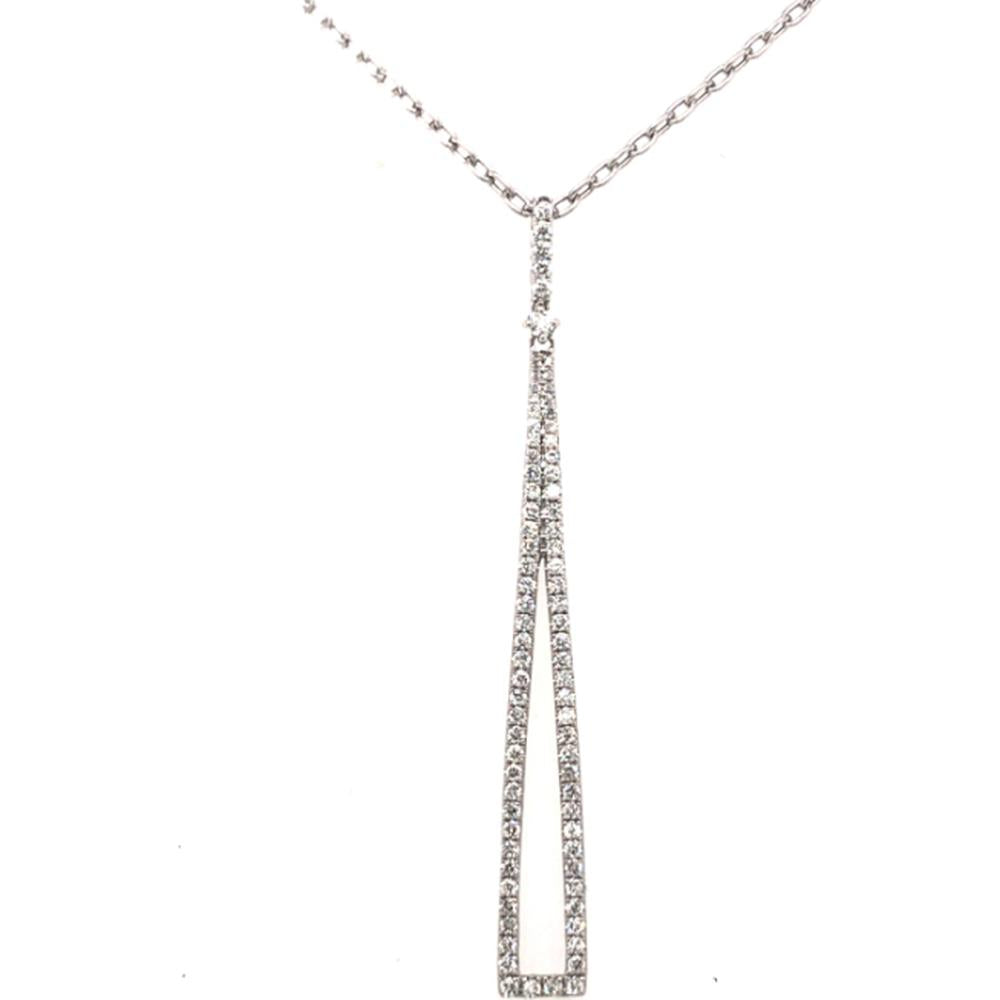 18K White Gold Open Drop Diamond Pendant Necklace by Afarin
