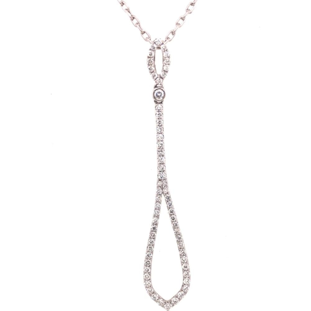 18K White Gold Open Drop Diamond Pendant Necklace by Afarin