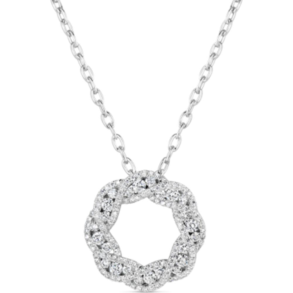 18K White Gold Open Floral Diamond Pendant Necklace by Afarin