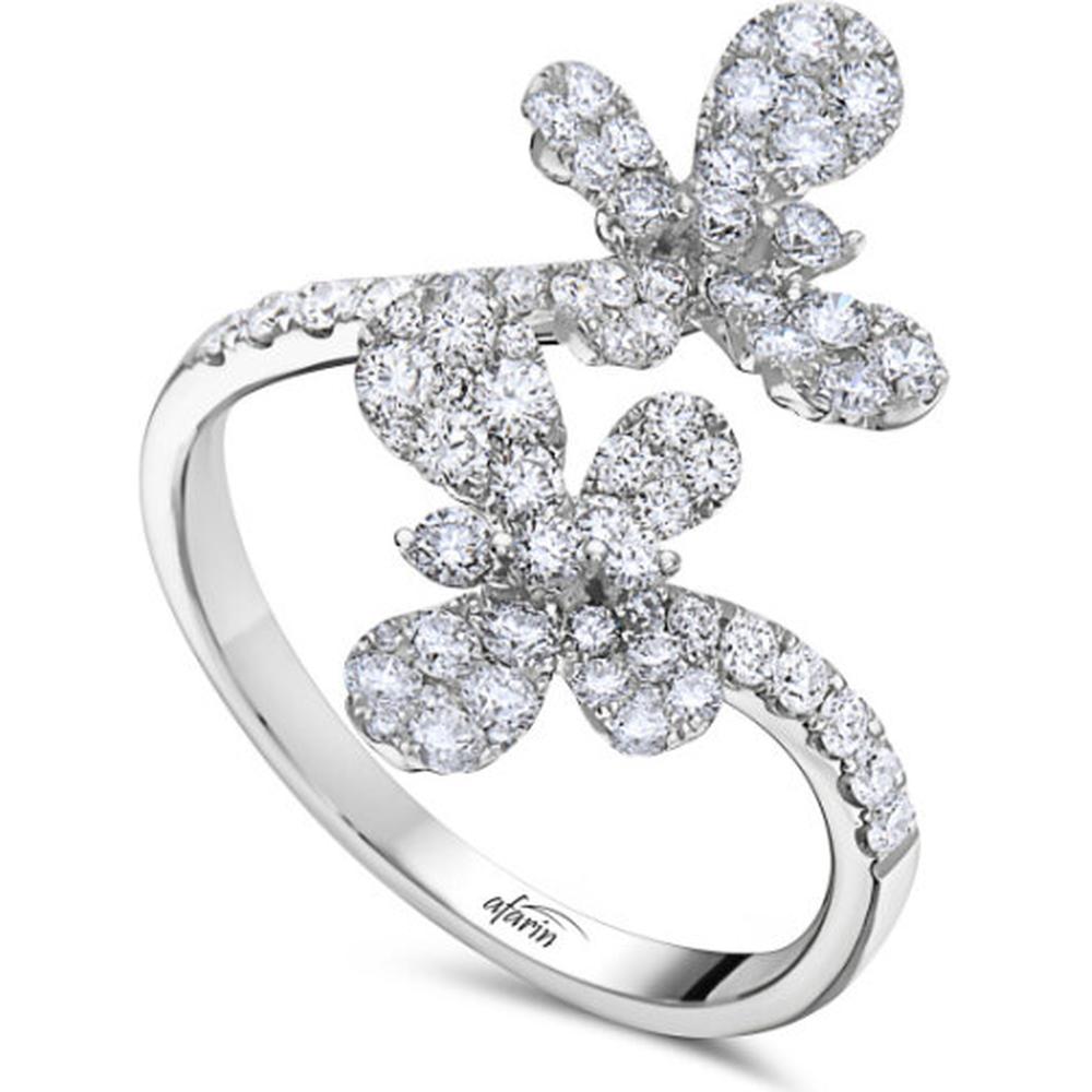 18K White Gold Open Floral Diamond Ring by Afarin