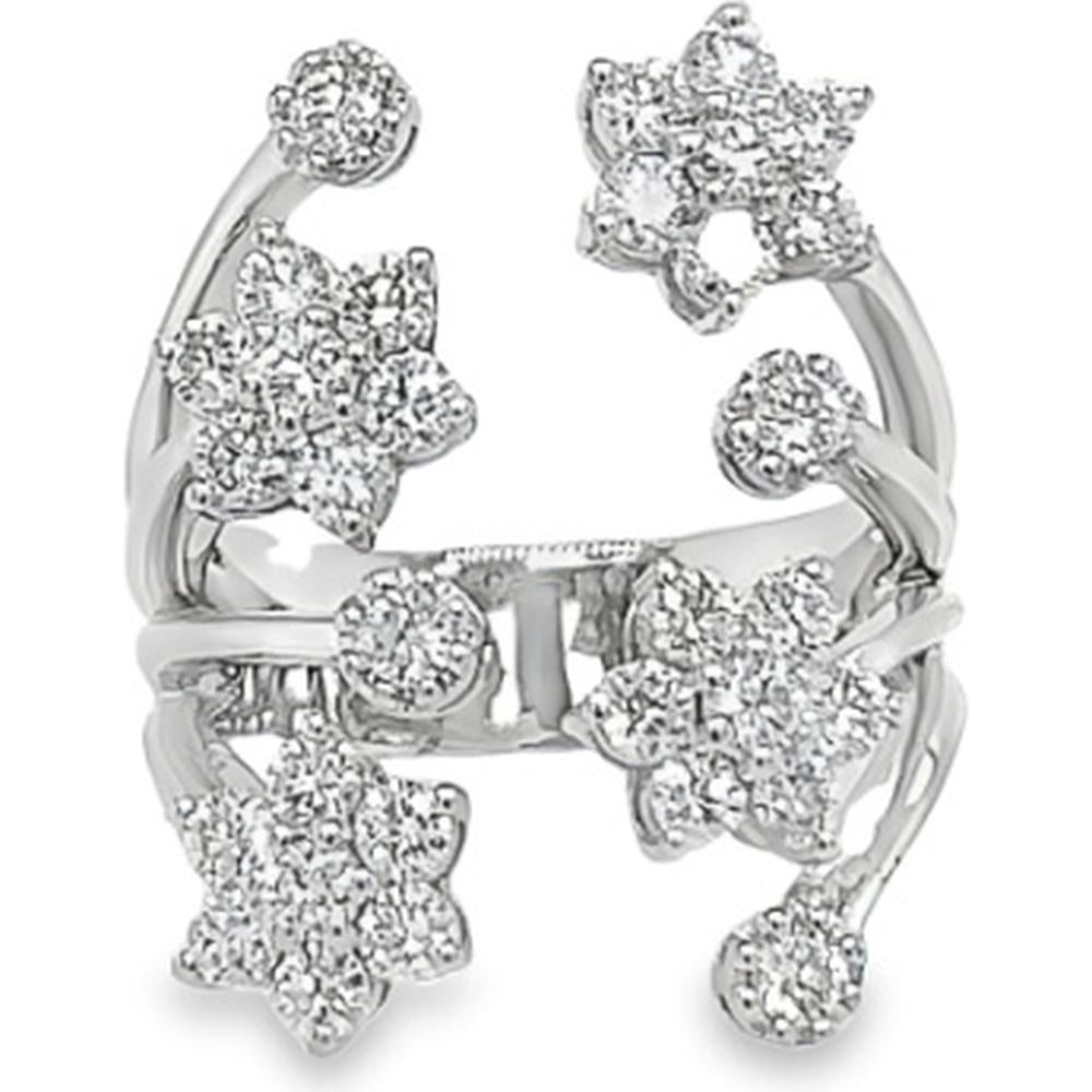 18K White Gold Open Floral Starburst Diamond Ring by Afarin