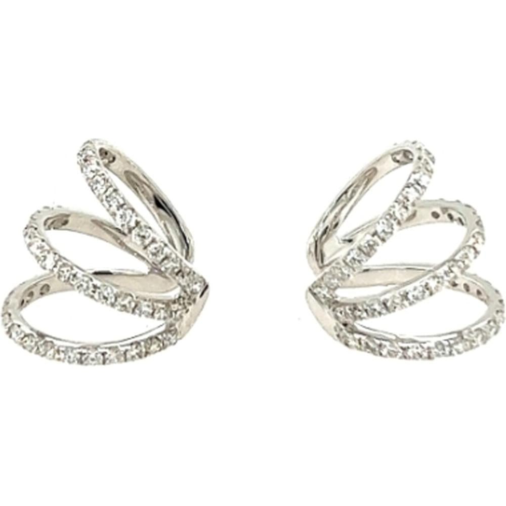 18K White Gold Open Marquise Motif Diamond Earrings by Afarin