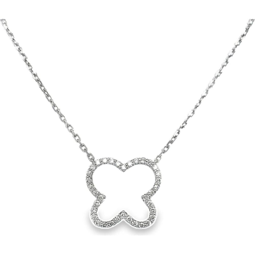 18K White Gold Open Motif Diamond Necklace by Afarin